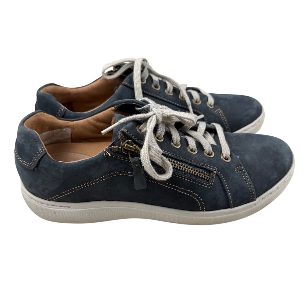 Clarks Nalle Zen Lace Navy Nubuck Leather Sneakers Womens 8 M